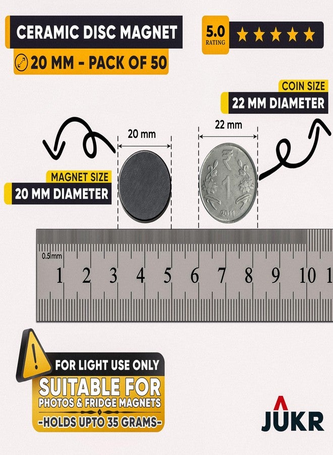 JUKR Small Round Disc Magnets for Whiteboard and Maps, Decorative Fridge Stickers, Art Craft Hobby Work, Home Improvement, School Students DIY Projects (20 mm Diameter, 3 mm Thickness, Pack of 50) - Image 3